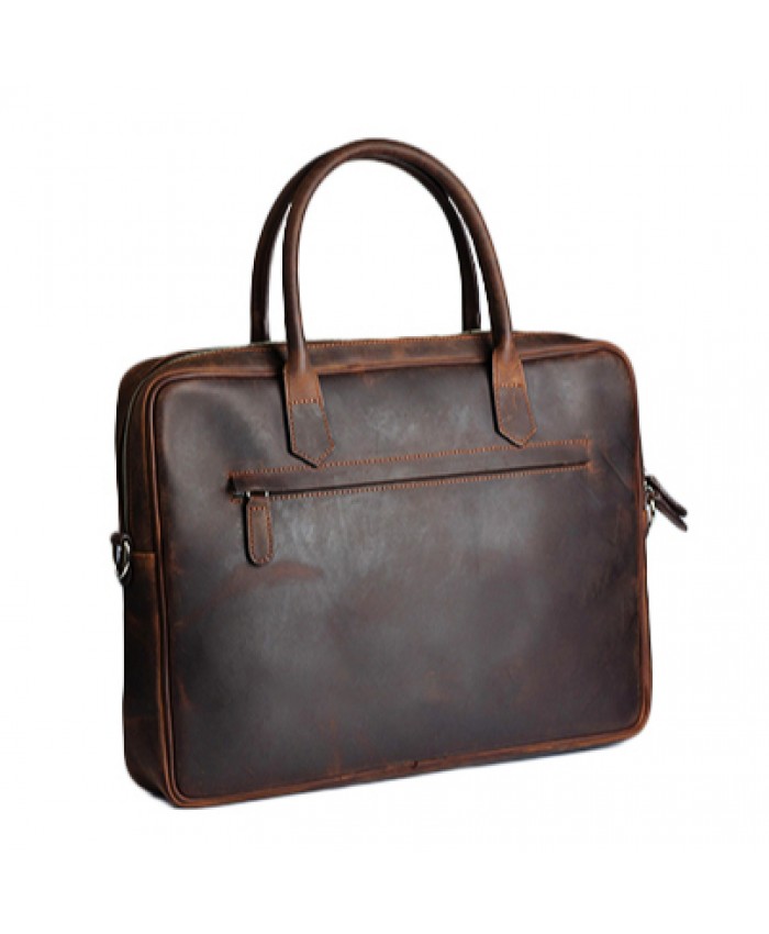 Classic Genuine Real Vintage Cow Leather Laptop Bags And Covers Satchel 15 Inches Travel Bag