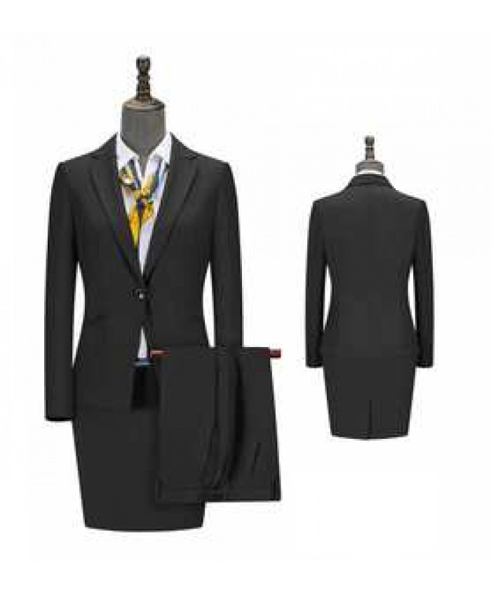 Extra black imitate wool formal business women's suit