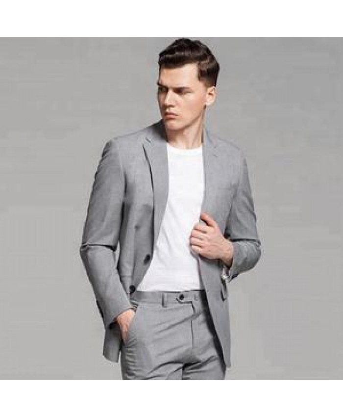 High quality business men suit grey elegant man 2 piece coat pant new style wedding dress suits.