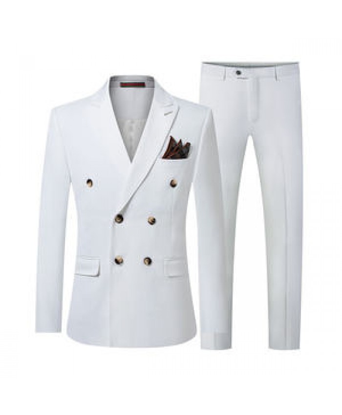 Wholesale Double Breasted Suit Set Simple Solid Slim Trend Wedding Party Three Piece Business Men Suits Set