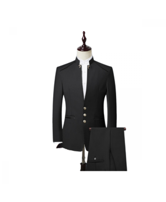 high quality Chinese style blazer men's suits weddings lapel pins for suit men stand collar business suits for men