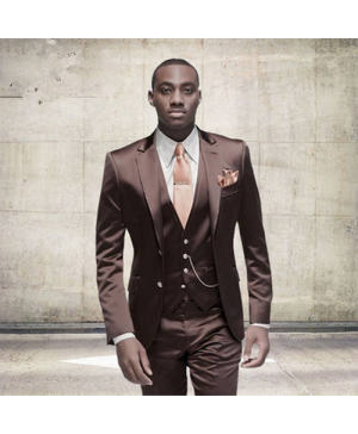Hot Selling Chinese Brown Business Casual Suit Men's 3 Piece Slim Fit Weeding Suit For Men
