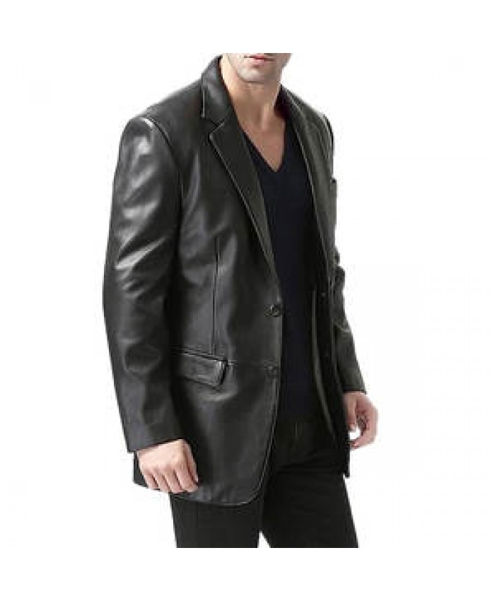 Men Classic Leather Blazer Lambskin Sport Coat Jacket (Regular, Big & Tall And Short) Moto Biker Jacket