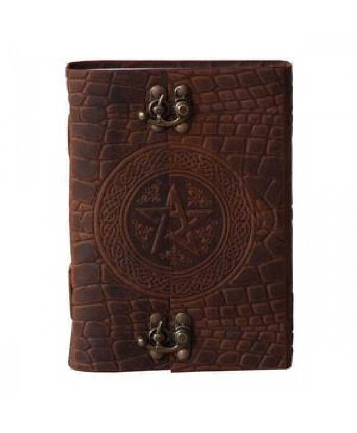 Soft Crocodile Style Leather Round Pentagram Journal Notebook Office Supplies and Stationery School Supply Vintage Book Spells